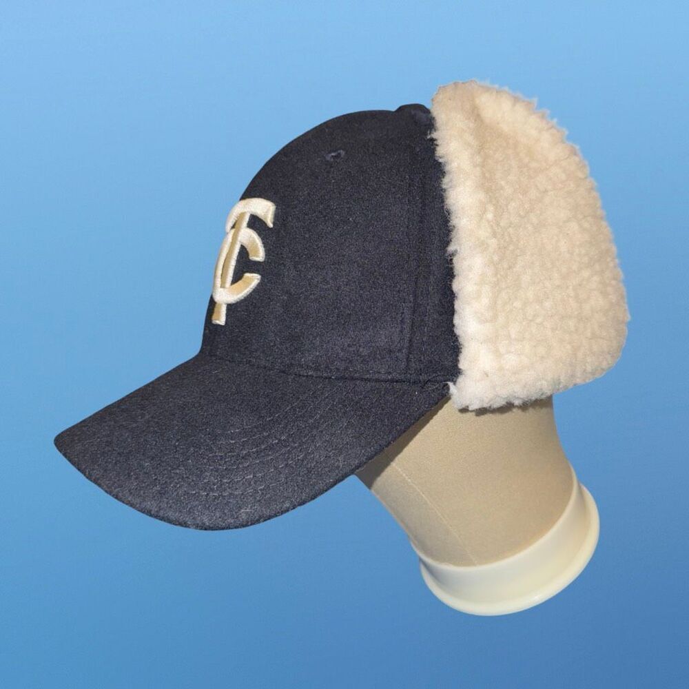 Melonwear Minnesota Twins Trapper Hat Baseball Cap Sherpa Ear Flaps Pepsi - Picture 3 of 13